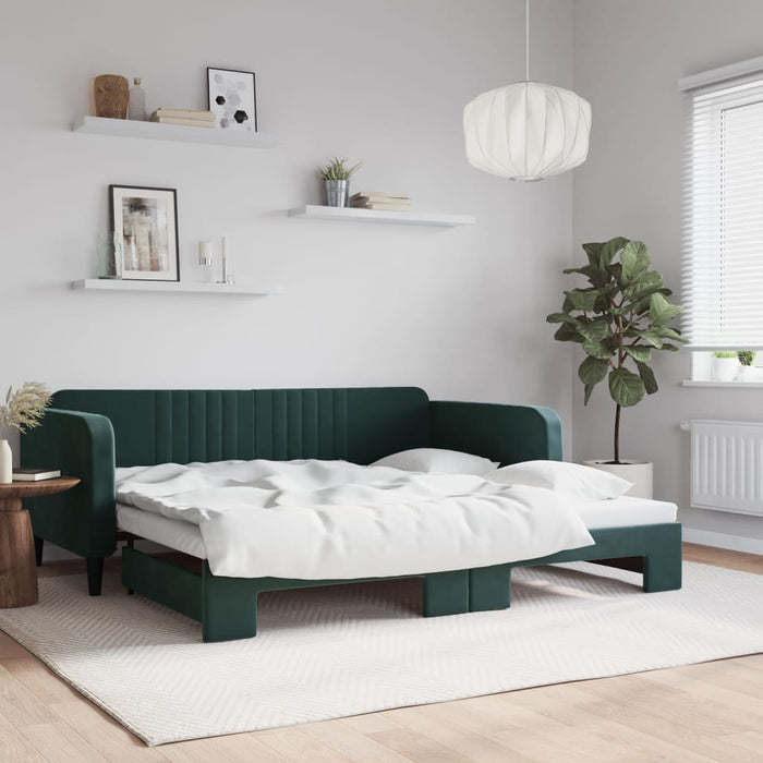 Divano Letto con Letto Estraibile-Sofa Letto-Daybed Verde Scuro 100x200cm Velluto 729770