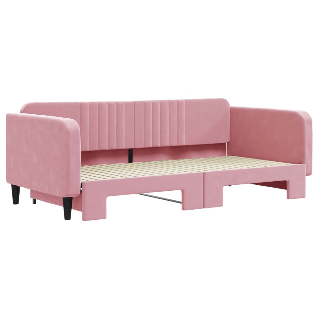 Divano Letto con Letto Estraibile Rosa 100x200 cm in Velluto 3197073