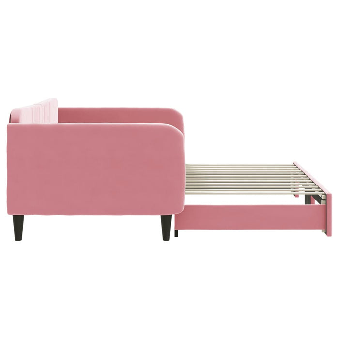 Divano Letto con Letto Estraibile Rosa 100x200 cm in Velluto 3197073