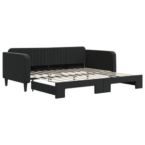 Divano Letto con Letto Estraibile-Sofa Letto-Daybed Nero 100x200 cm in Velluto 280803