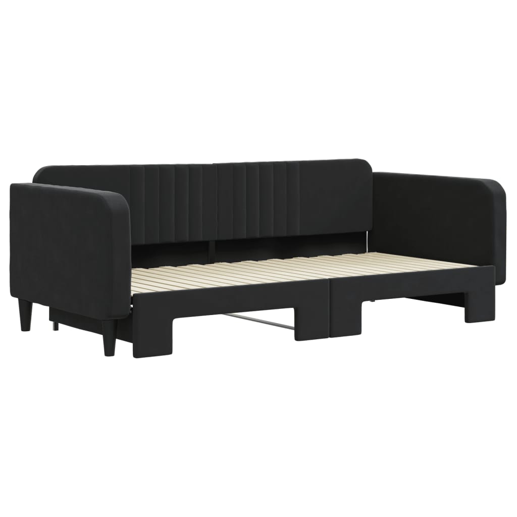Divano Letto con Letto Estraibile-Sofa Letto-Daybed Nero 100x200 cm in Velluto 280803