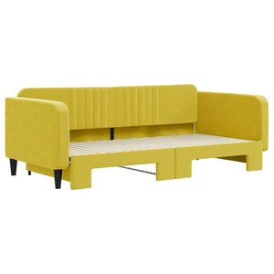 Divano Letto con Letto Estraibile Giallo 100x200 cm in Velluto 3197075