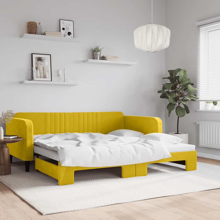 Divano Letto con Letto Estraibile-Sofa Letto-Daybed Giallo 100x200 cm in Velluto 656600
