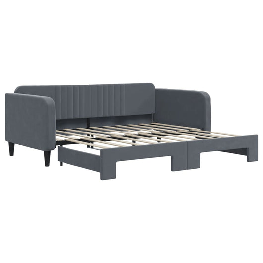 Divano Letto con Letto Estraibile Grigio Scuro 90x190cm Velluto