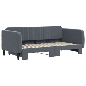 Divano Letto con Letto Estraibile Grigio Scuro 90x190cm Velluto 3197077