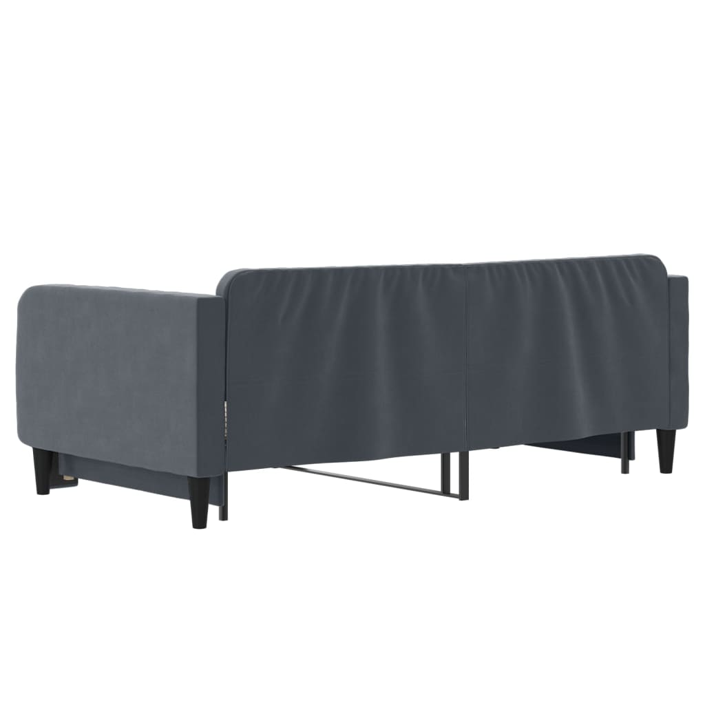 Divano Letto con Letto Estraibile Grigio Scuro 90x190cm Velluto