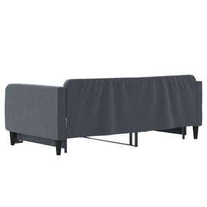 Divano Letto con Letto Estraibile Grigio Scuro 90x190cm Velluto
