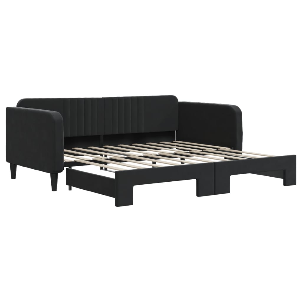 Divano Letto con Letto Estraibile Nero 90x190 cm in Velluto 3197078