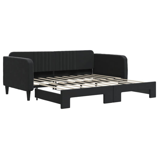 Divano Letto con Letto Estraibile-Sofa Letto-Daybed Nero 90x190 cm in Velluto 364826