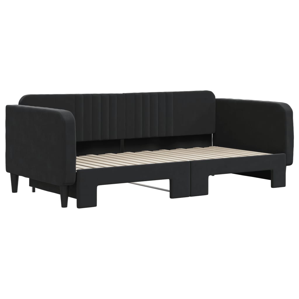 Divano Letto con Letto Estraibile Nero 90x190 cm in Velluto 3197078