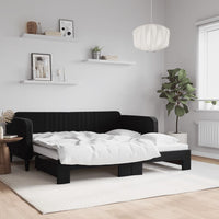 Divano Letto con Letto Estraibile Nero 90x190 cm in Vellutocod mxl 82684