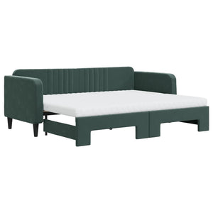 Divano Letto Estraibile Materassi Verde Scuro 80x200 Velluto 3197082