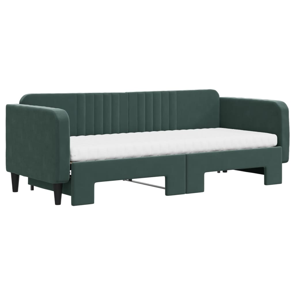 Divano Letto Estraibile Materassi Verde Scuro 80x200 Velluto 3197082