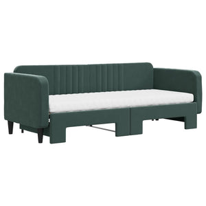 Divano Letto Estraibile Materassi Verde Scuro 80x200 Velluto 3197082