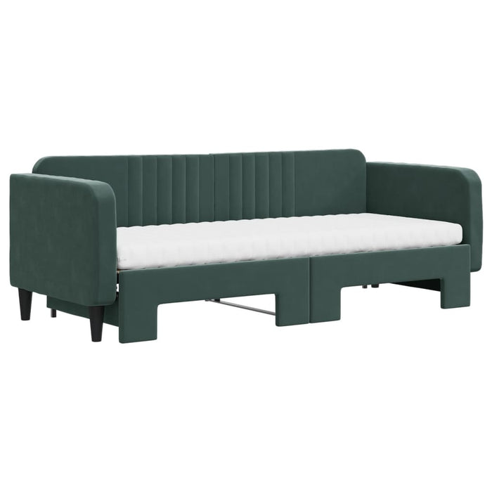 Divano Letto Estraibile Materassi Verde Scuro 80x200 Velluto 3197082