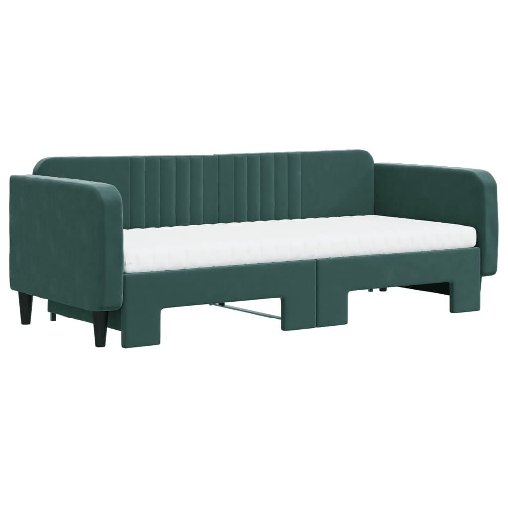 Divano Letto Estraibile Materassi Verde Scuro 90x200 Velluto 3197089
