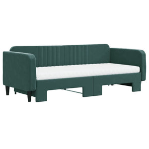 Divano Letto Estraibile Materassi Verde Scuro 90x200 Velluto 3197089