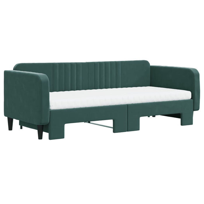 Divano Letto Estraibile Materassi Verde Scuro 90x200 Velluto 3197089