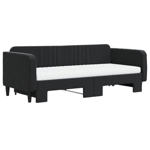 Divano Letto Estraibile con Materassi Nero 90x200 cm Velluto 3197091