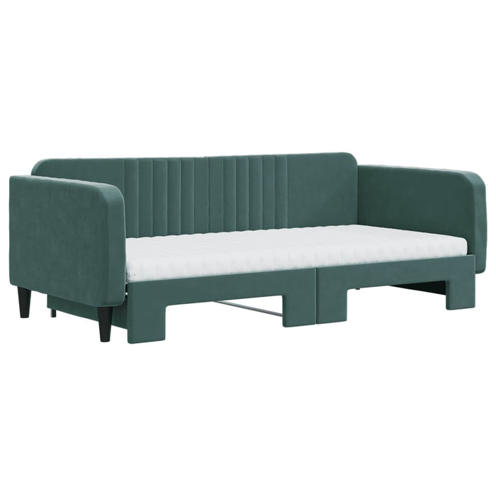 Divano Letto Estraibile Materassi Verde Scuro 100x200 Velluto
