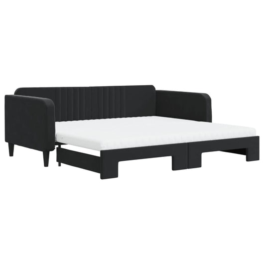 Divano Letto Estraibile con Materassi Nero 100x200 cm Vellutocod mxl 106628