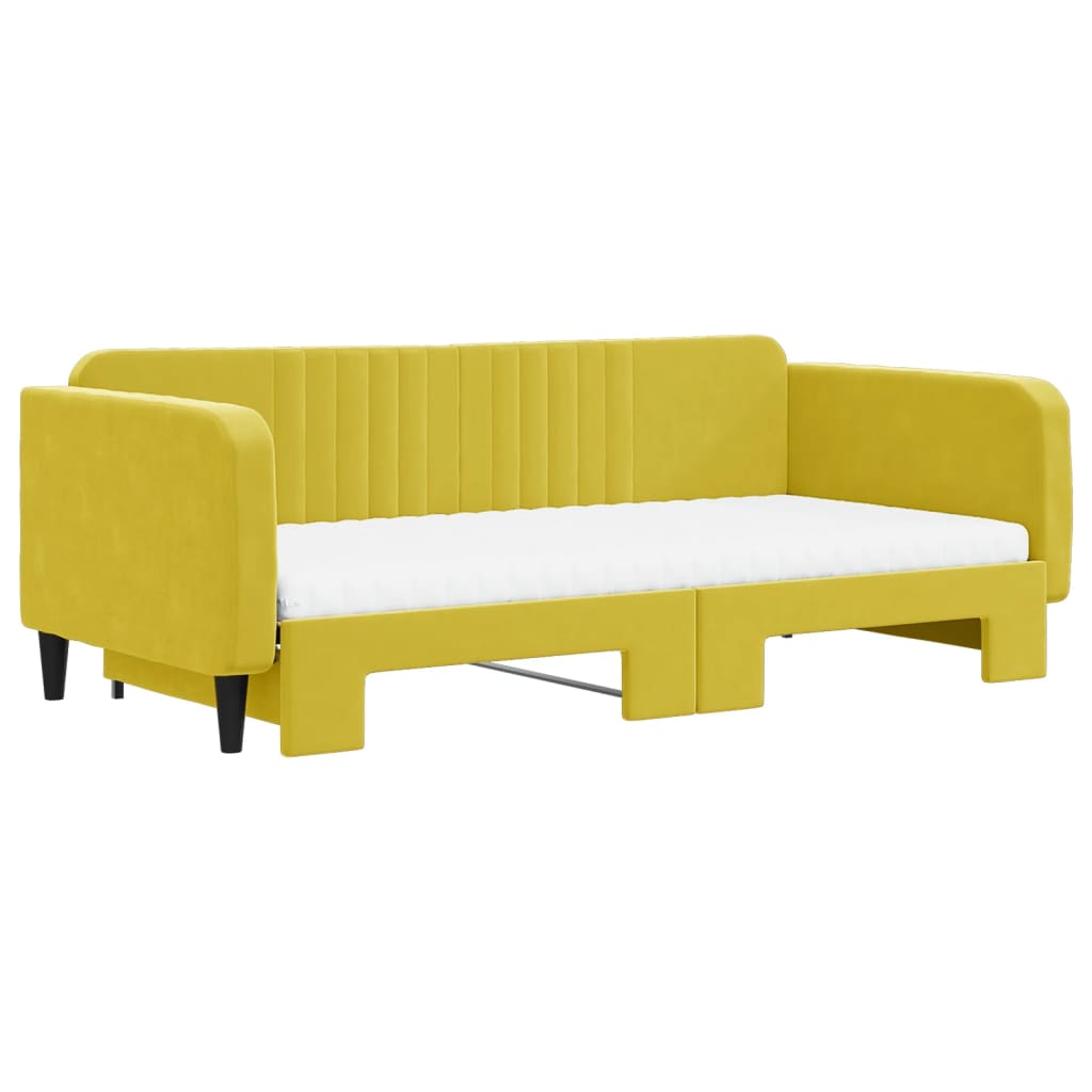 Divano Letto Estraibile con Materassi Giallo 100x200 cm Vellutocod mxl 82704