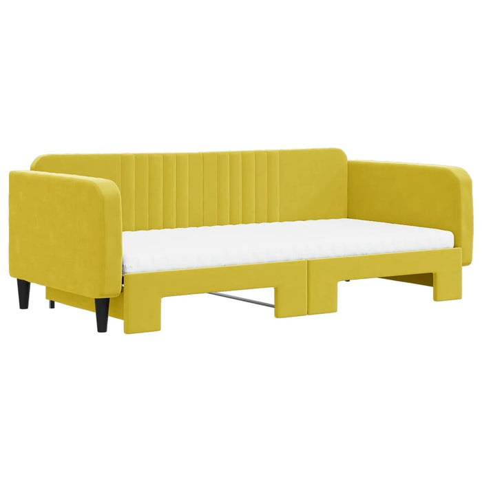 Divano Letto Estraibile con Materassi Giallo 100x200 cm Velluto 3197099