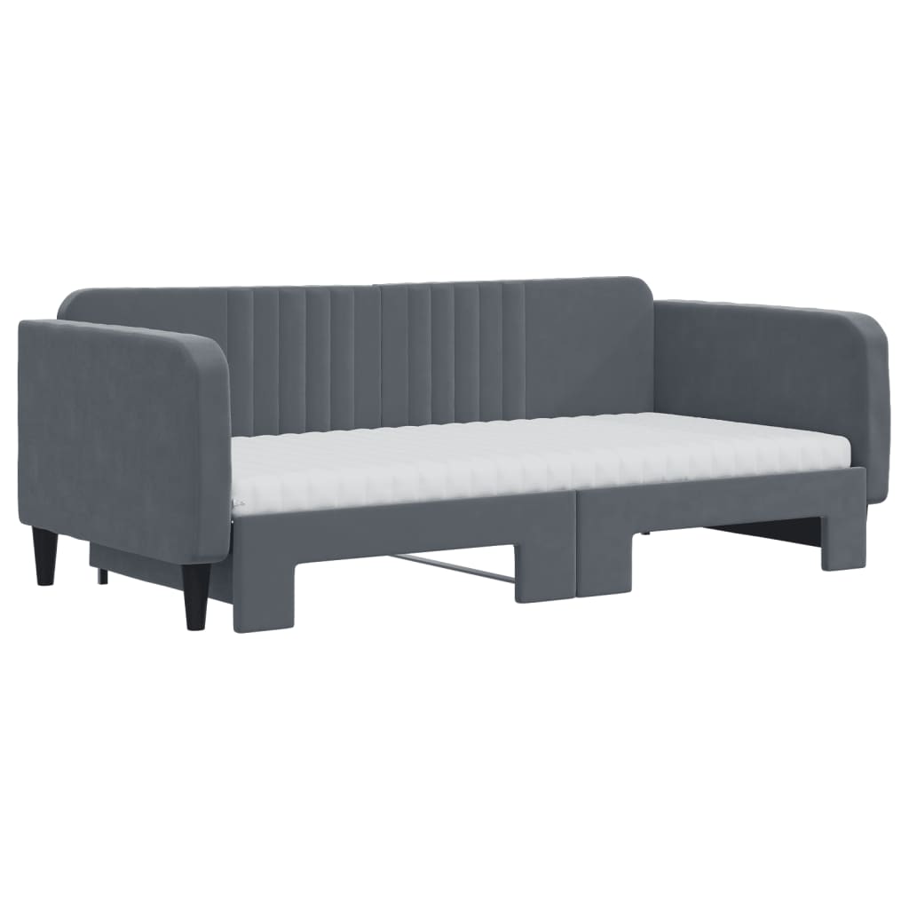 vidaXL Divano Letto Estraibile Materassi Grigio Scuro 90x190cm Velluto