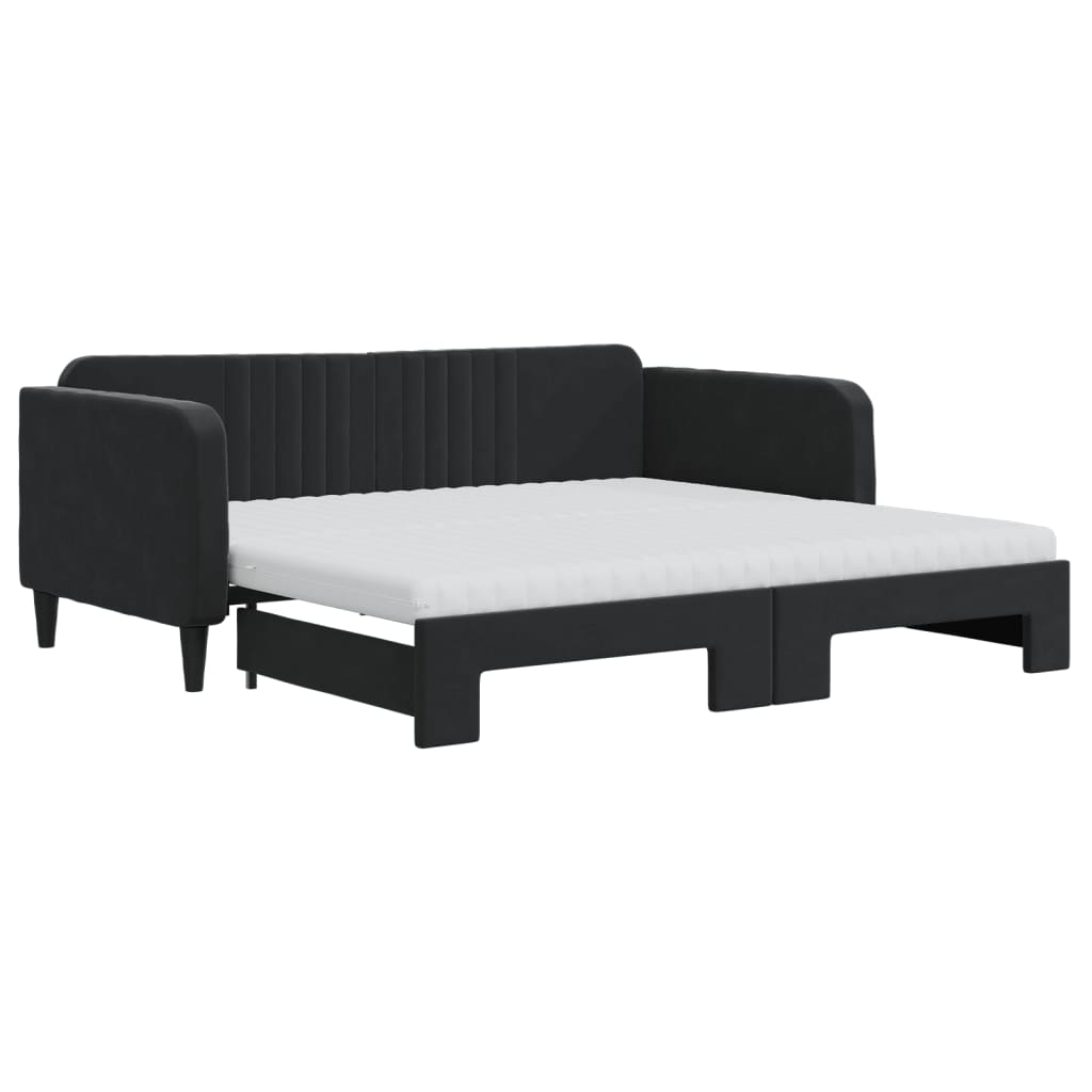 Divano Letto Estraibile con Materassi Nero 90x190 cm Velluto 3197102