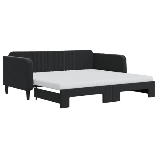 Divano Letto Estraibile con Materassi Nero 90x190 cm Velluto 3197102