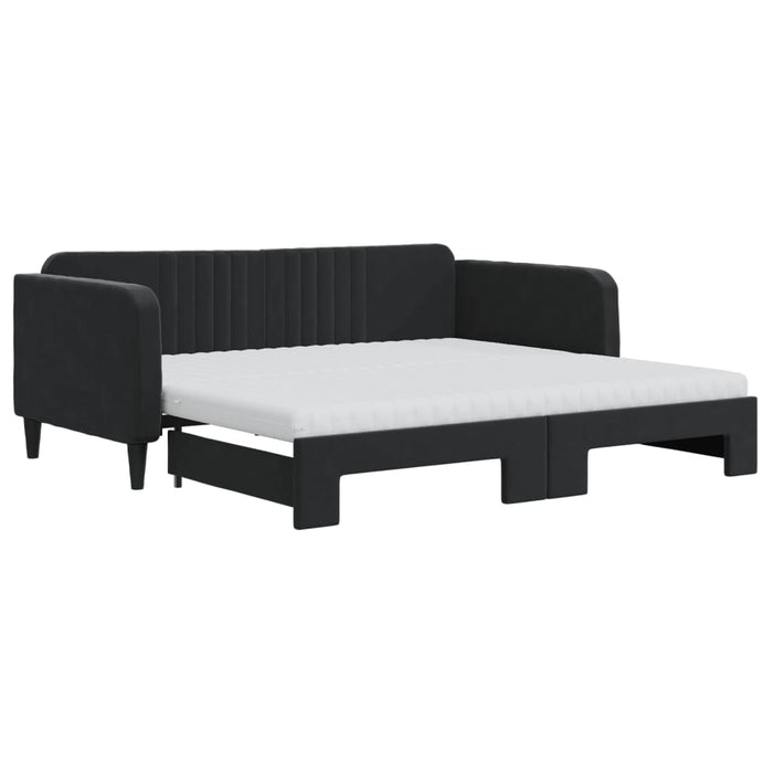 Divano Letto Estraibile con Materassi Nero 90x190 cm Velluto 3197102