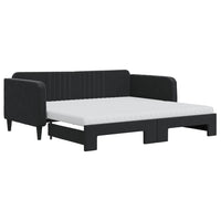 Divano Letto Estraibile con Materassi Nero 90x190 cm Vellutocod mxl 106630