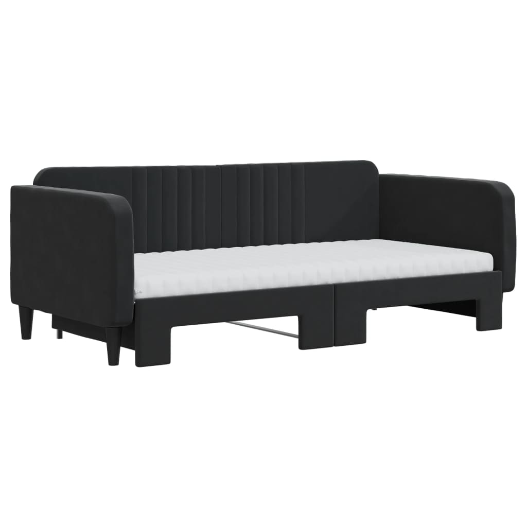 Divano Letto Estraibile con Materassi Nero 90x190 cm Velluto 3197102