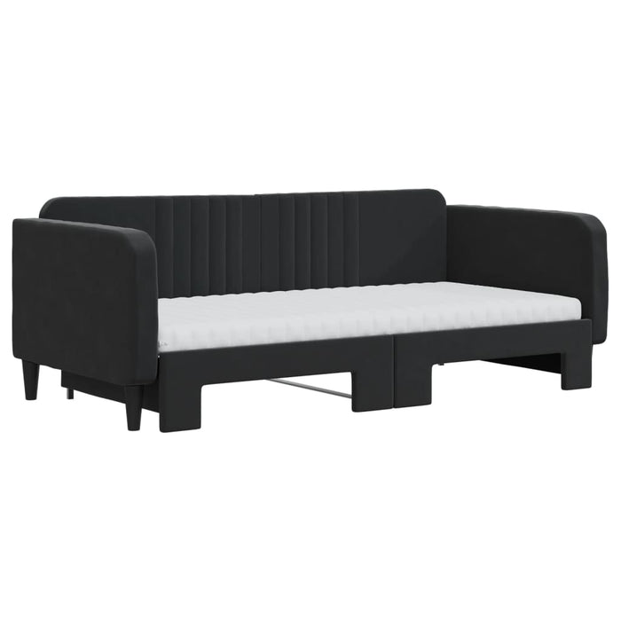 Divano Letto Estraibile con Materassi Nero 90x190 cm Velluto 3197102