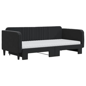 Divano Letto Estraibile con Materassi Nero 90x190 cm Vellutocod mxl 106630