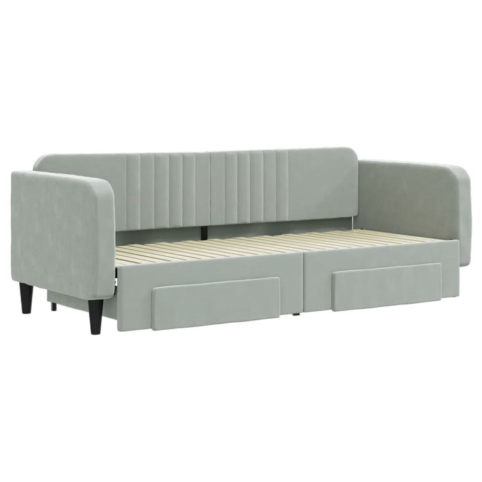 Divano Letto Estraibile Cassetti-Sofa Letto-Daybed Grigio Chiaro 80x200cm Velluto 660438