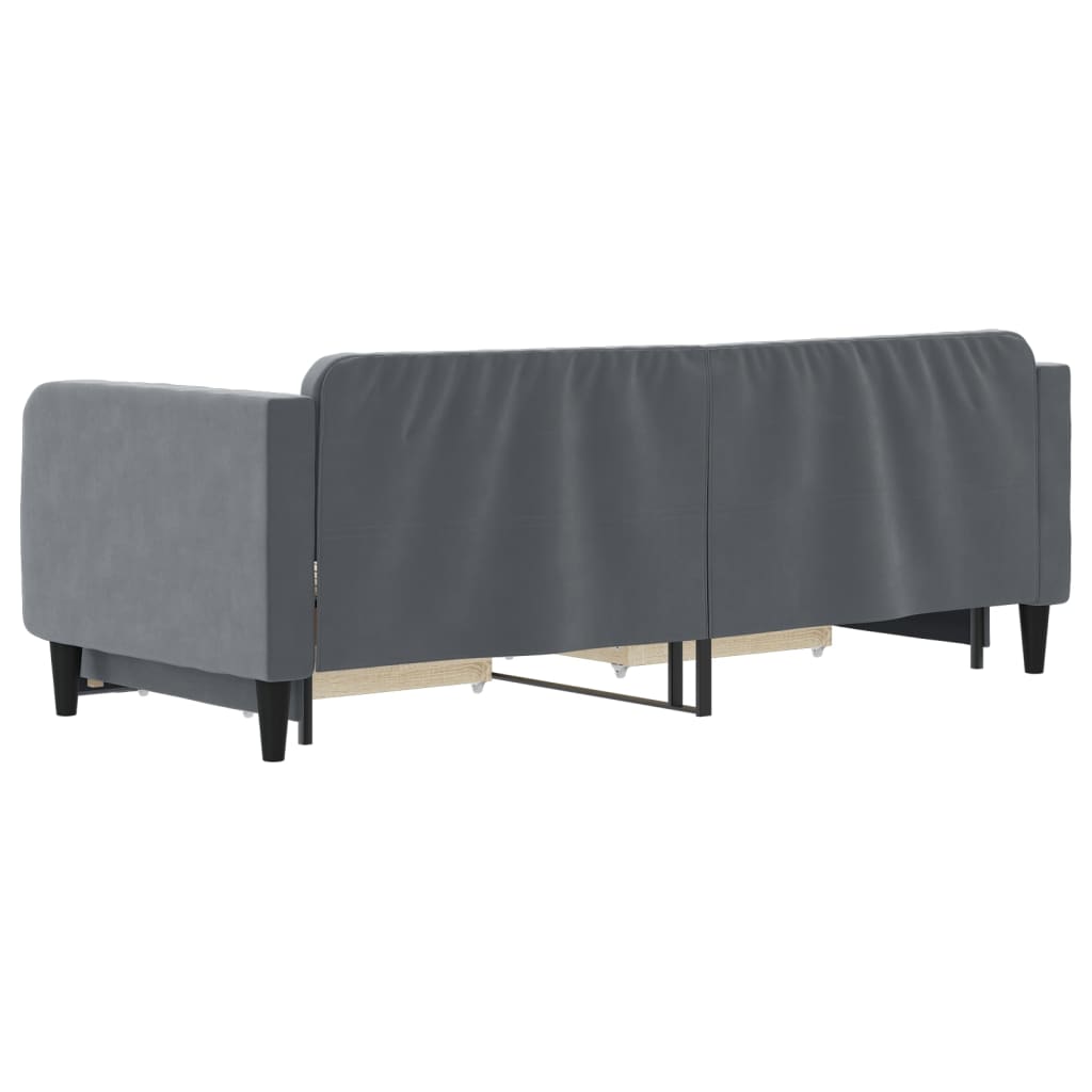 Divano Letto Estraibile Cassetti Grigio Scuro 80x200cm Velluto