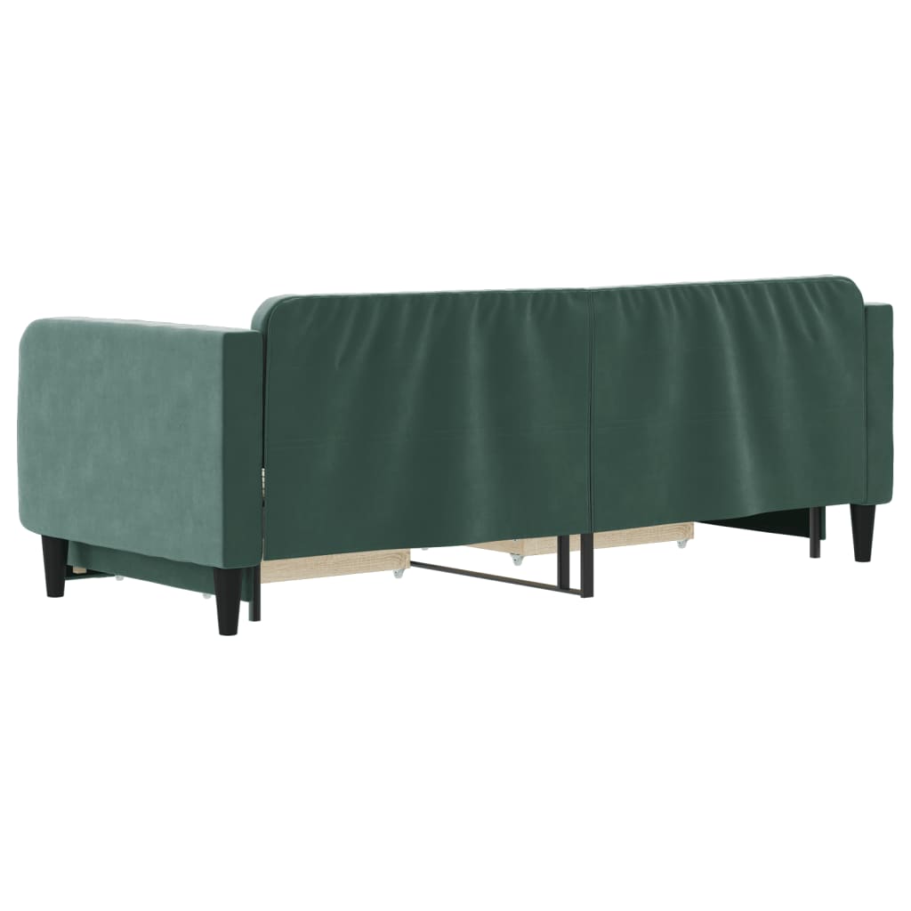 Divano Letto Estraibile Cassetti Verde Scuro 80x200cm Velluto