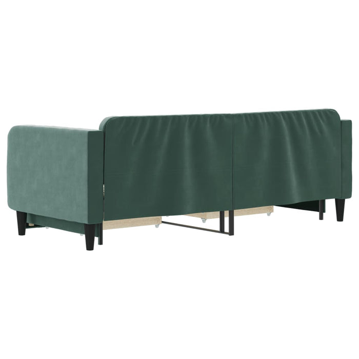Divano Letto Estraibile Cassetti Verde Scuro 80x200cm Velluto