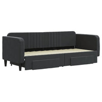 Divano Letto Estraibile con Cassetti Nero 80x200 cm in Velluto 3197108