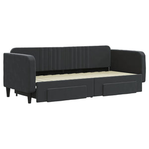 Divano Letto Estraibile con Cassetti Nero 80x200 cm in Velluto 3197108