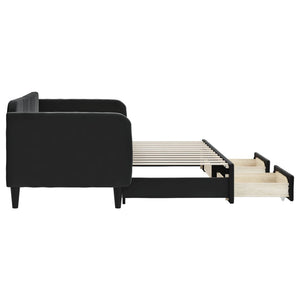 Divano Letto Estraibile con Cassetti Nero 80x200 cm in Velluto 3197108