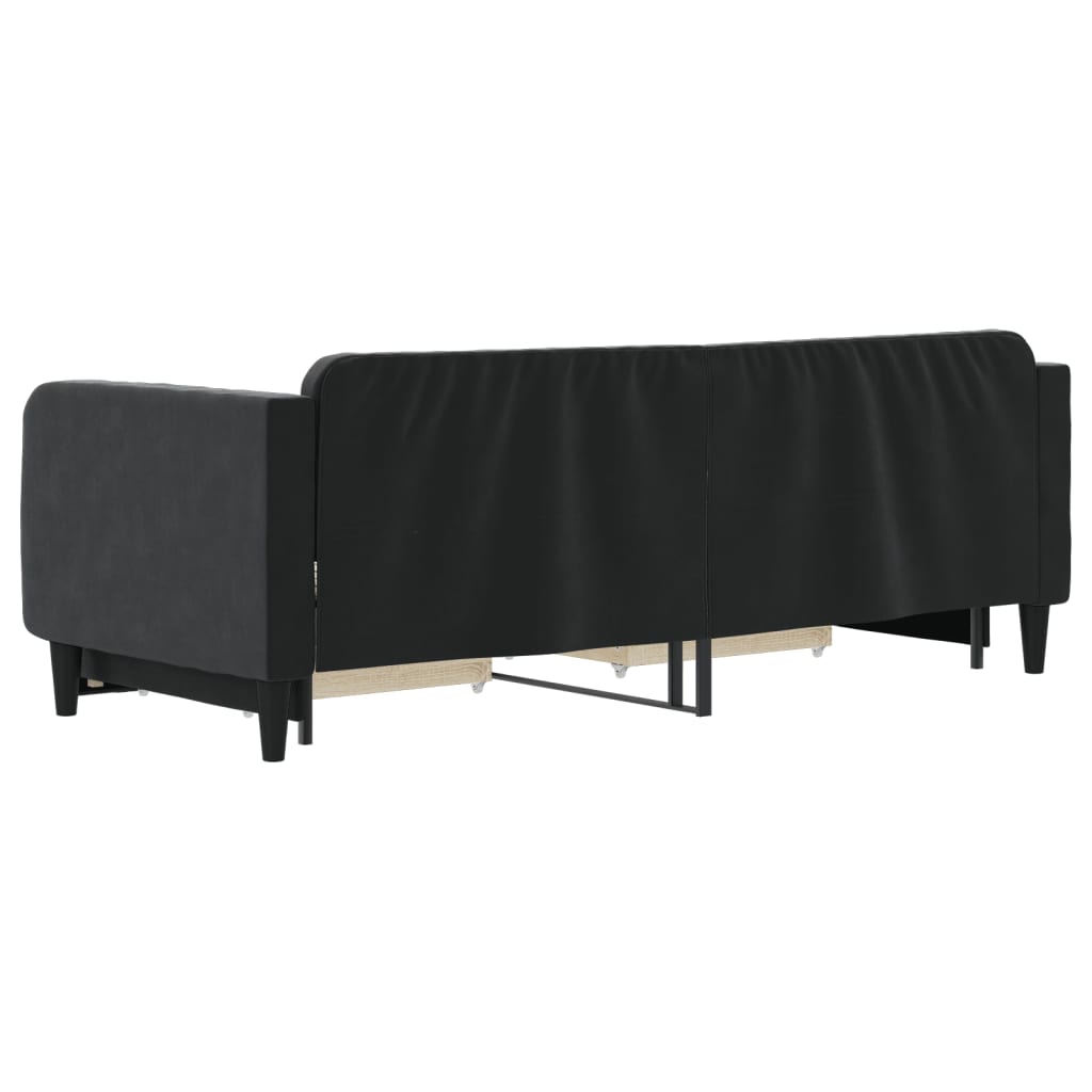 Divano Letto Estraibile con Cassetti Nero 80x200 cm in Velluto 3197108