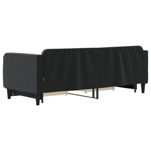 Divano Letto Estraibile con Cassetti Nero 80x200 cm in Velluto 3197108
