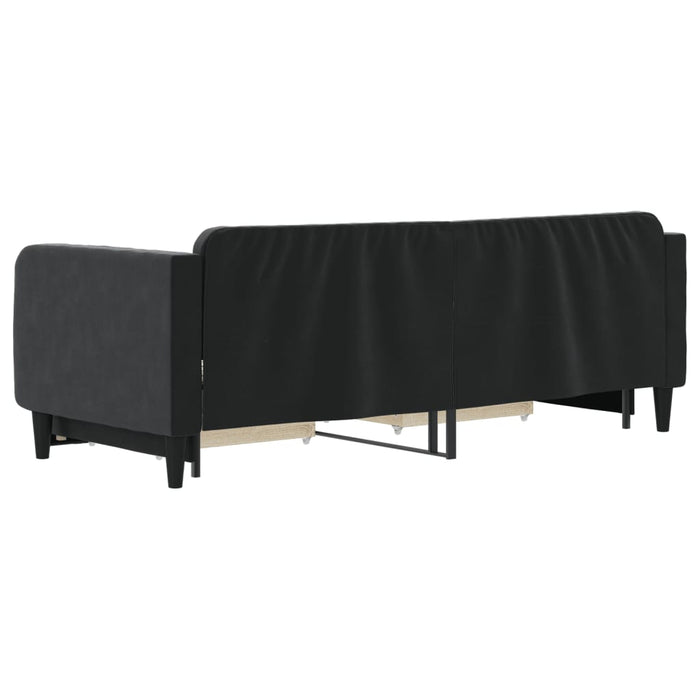 Divano Letto Estraibile con Cassetti Nero 80x200 cm in Velluto 3197108