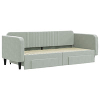 Divano Letto Estraibile Cassetti Grigio Chiaro 90x200cm Velluto 3197111