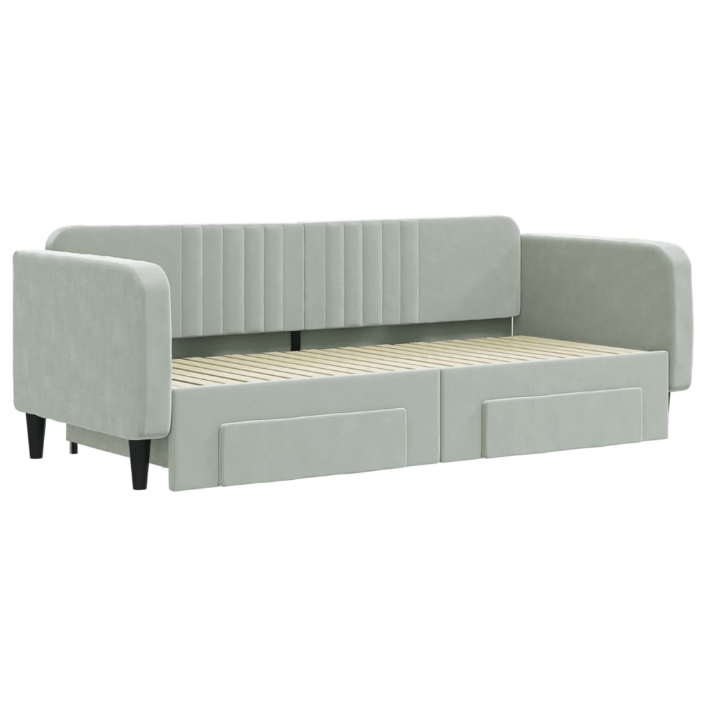 Divano Letto Estraibile Cassetti-Sofa Letto-Daybed Grigio Chiaro 90x200cm Velluto 686245