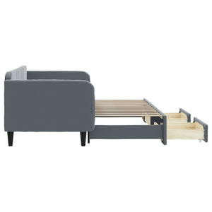 Divano Letto Estraibile Cassetti Grigio Scuro 90x200cm Velluto 3197112