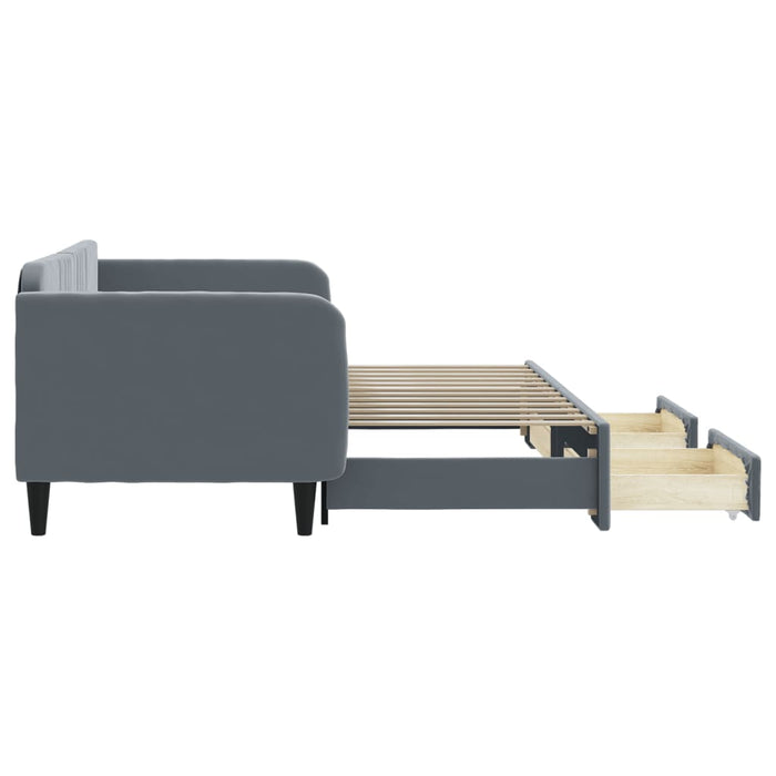 Divano Letto Estraibile Cassetti Grigio Scuro 90x200cm Velluto 3197112