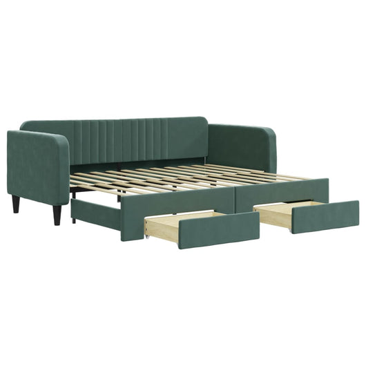Divano Letto Estraibile Cassetti Verde Scuro 90x200cm Vellutocod mxl 130639